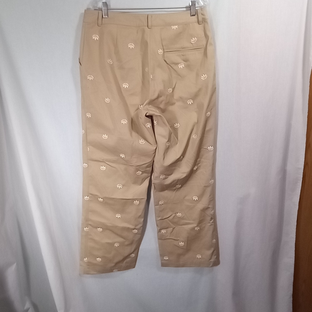 adidas Beige Straight-Leg Pants with White Trefoil Embroidery - Picture 7 of 7
